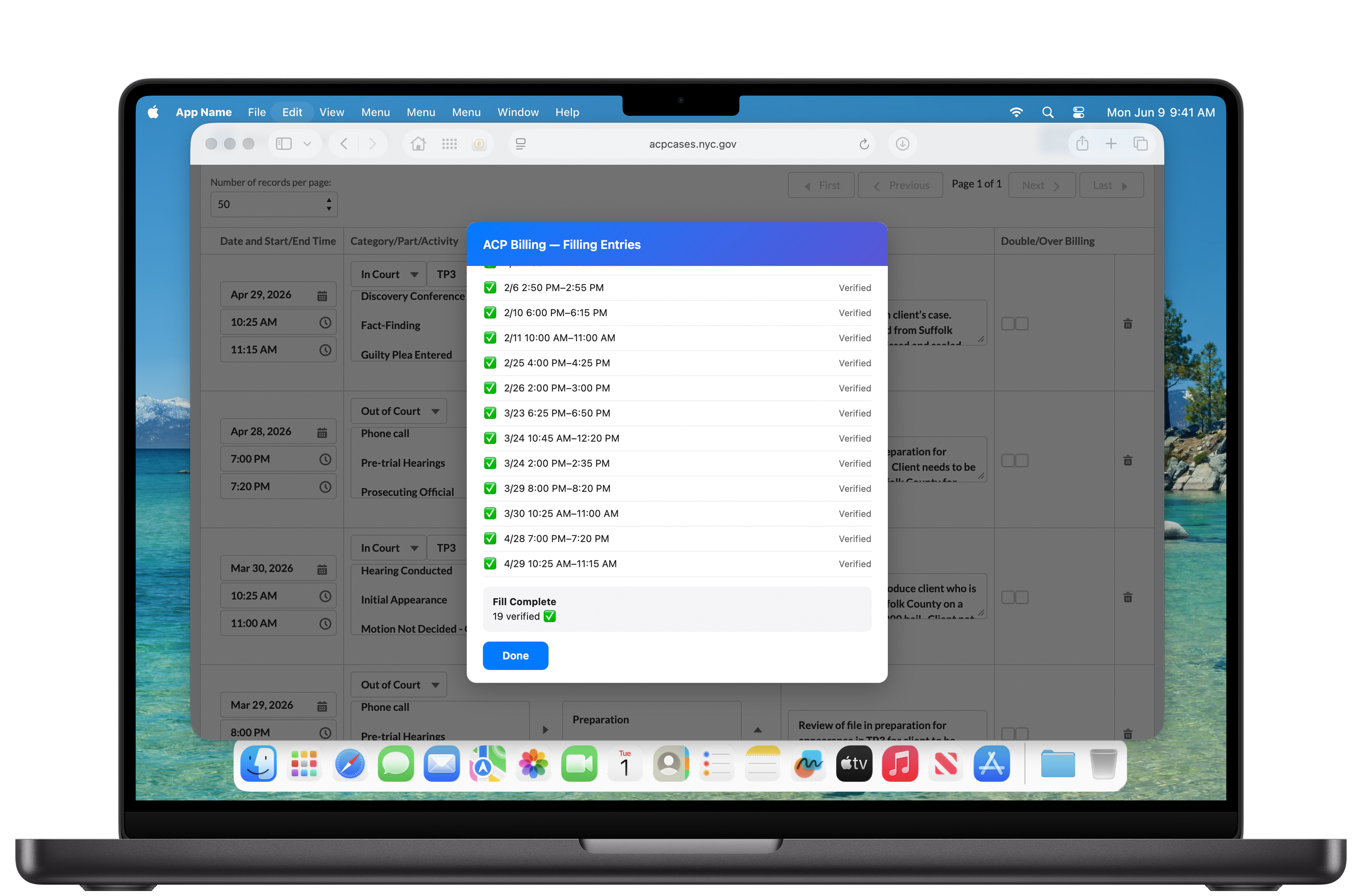 ACP Billing filling voucher entries on a Mac